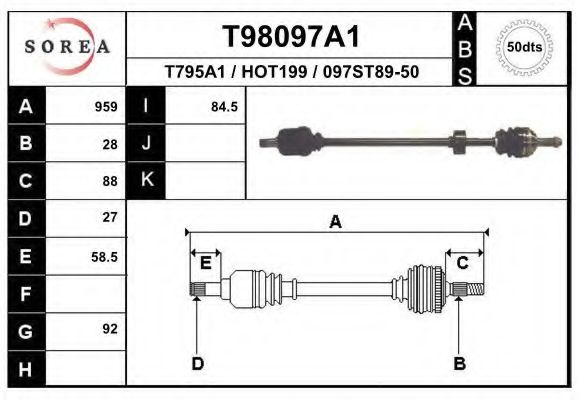 Приводной вал EAI T98097A1