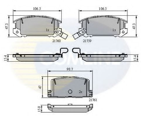 Комплект тормозных колодок, дисковый тормоз COMLINE CBP3756