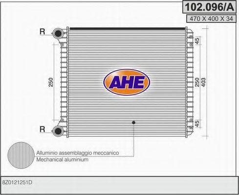 Радиатор, охлаждение двигателя AHE 102.096/A