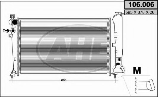 Радиатор, охлаждение двигателя AHE 106.006