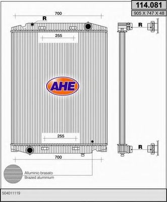 Радиатор, охлаждение двигателя AHE 114.081