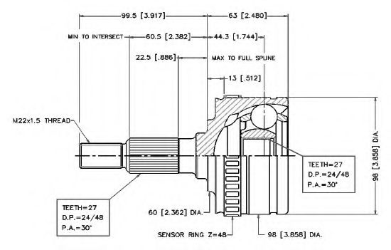 Шарнирный комплект, приводной вал VEMA 18776