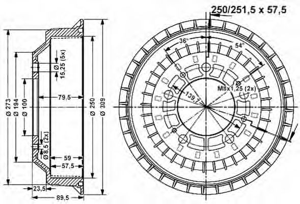 Тормозной барабан VEMA 801005
