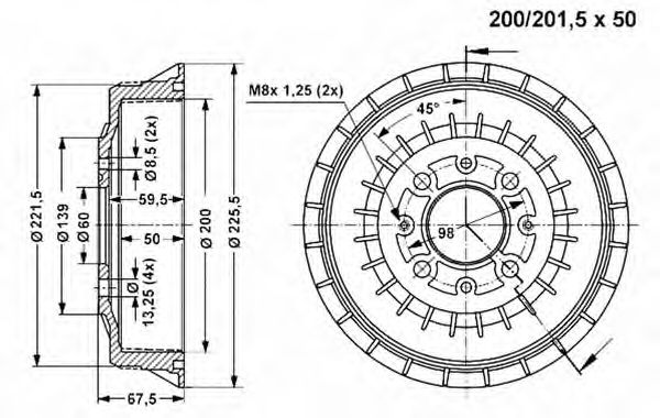 Тормозной барабан VEMA 801006