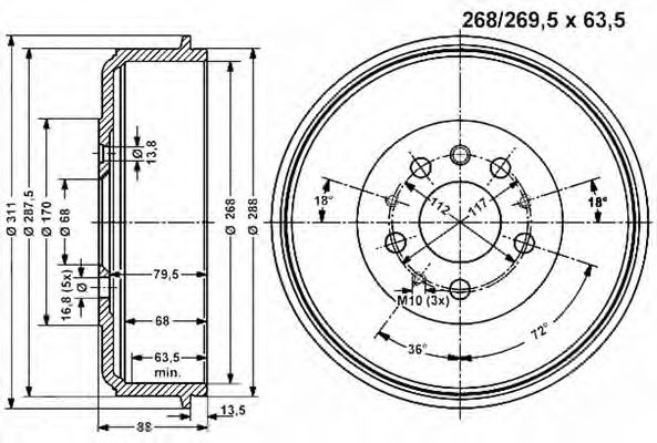 Тормозной барабан VEMA 801118