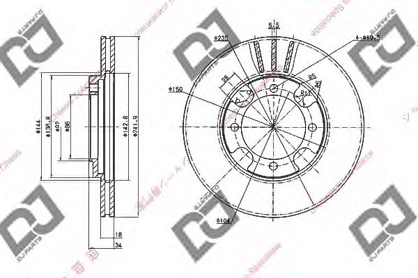 Тормозной диск DJ PARTS BD1749