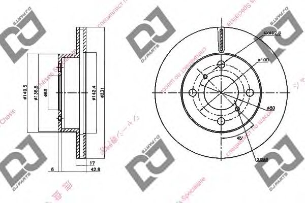 Тормозной диск DJ PARTS BD1558