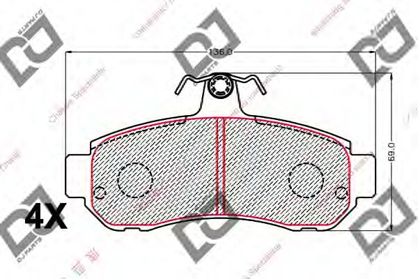 Комплект тормозных колодок, дисковый тормоз DJ PARTS BP2205