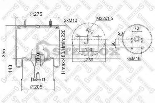 Кожух пневматической рессоры STELLOX 90-09401-SX