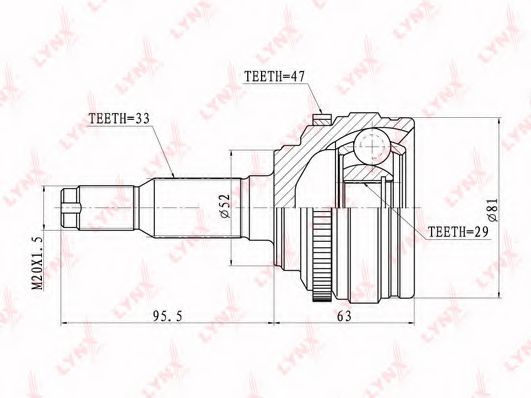 Шарнирный комплект, приводной вал LYNXauto CO-1809A