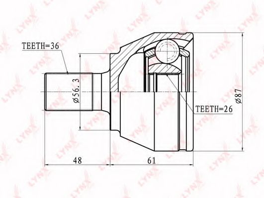 Шарнирный комплект, приводной вал LYNXauto CO-3058