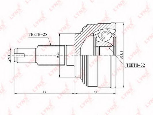 Шарнирный комплект, приводной вал LYNXauto CO-3415