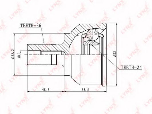 Шарнирный комплект, приводной вал LYNXauto CO-5113