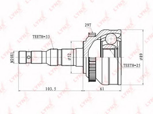 Шарнирный комплект, приводной вал LYNXauto CO-5901A