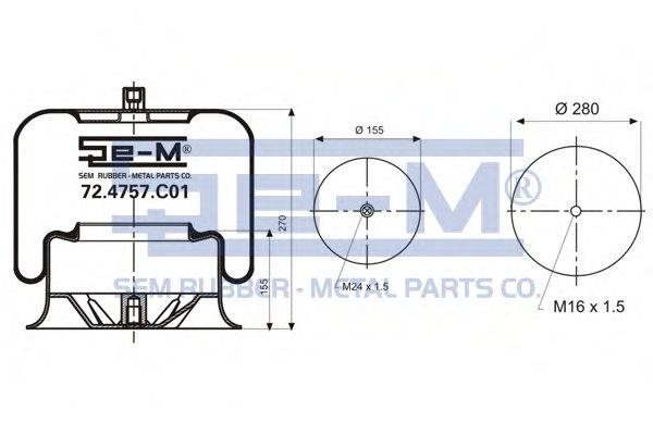 Кожух пневматической рессоры SEM LASTIK 72.4757.C01