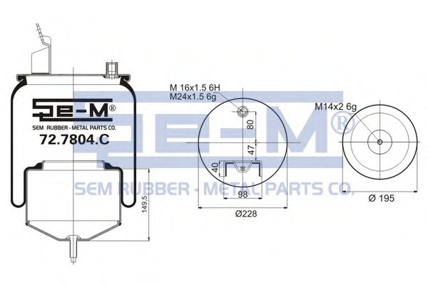 Кожух пневматической рессоры SEM LASTIK 72.7804.C