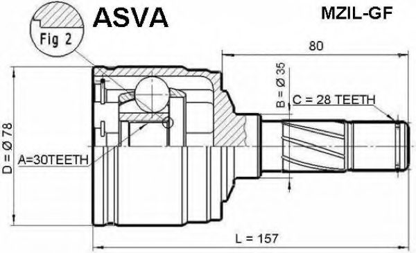 Шарнирный комплект, приводной вал ASVA MZIL-GF