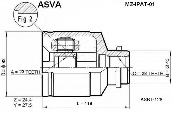 Шарнирный комплект, приводной вал ASVA MZ-IPAT-01