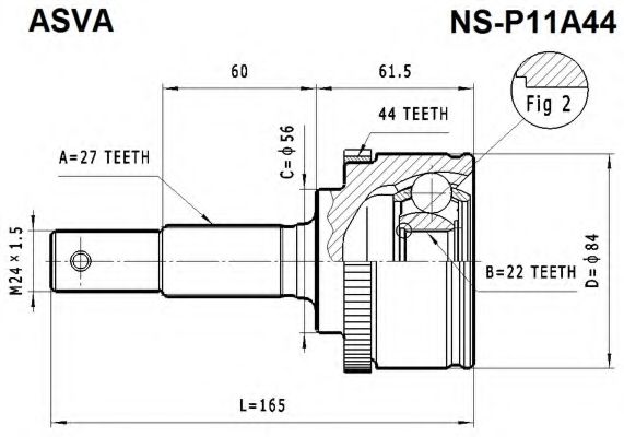 Шарнирный комплект, приводной вал ASVA NS-P11A44