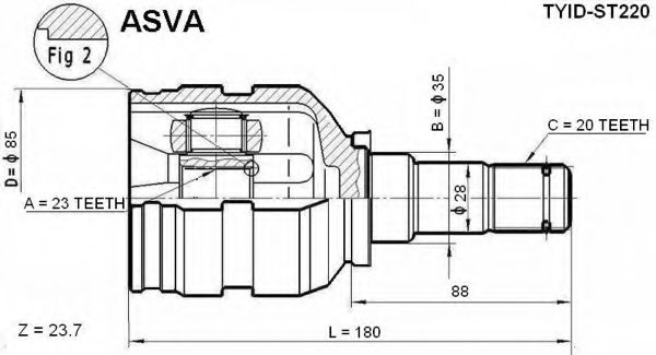 Шарнирный комплект, приводной вал ASVA TYID-ST220