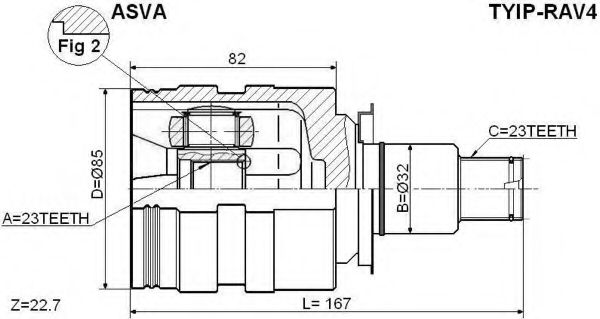 Шарнирный комплект, приводной вал ASVA TYIP-RAV4
