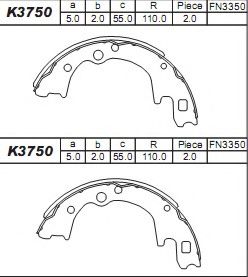 Комплект тормозных колодок ASIMCO K3750