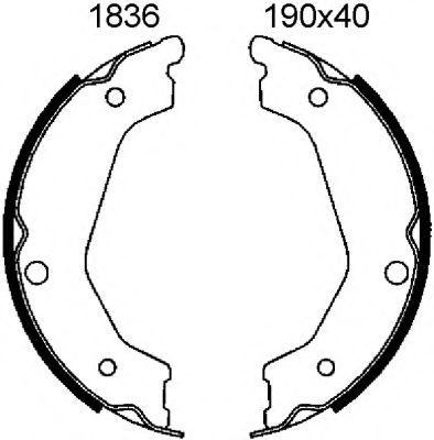 Комплект тормозных колодок, стояночная тормозная система BSF 01836