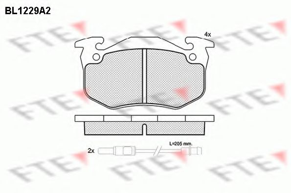 Комплект тормозных колодок, дисковый тормоз FTE BL1229A2