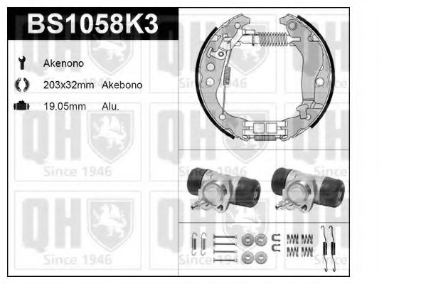 Комплект тормозов, барабанный тормозной механизм QUINTON HAZELL BS1058K3