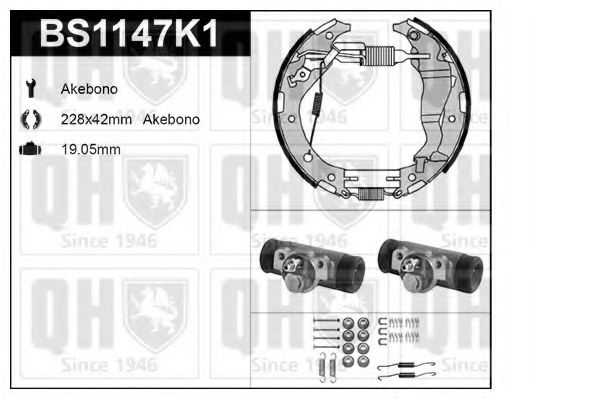 Комплект тормозов, барабанный тормозной механизм QUINTON HAZELL BS1147K1