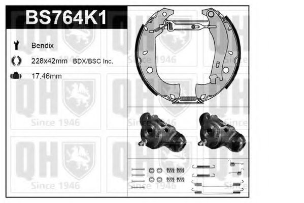 Комплект тормозов, барабанный тормозной механизм QUINTON HAZELL BS764K1