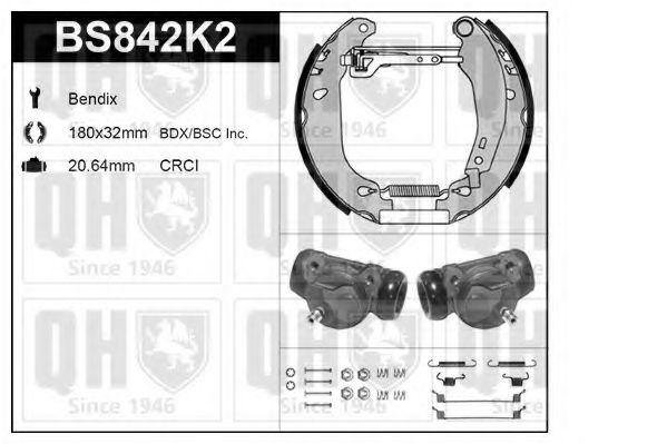 Комплект тормозов, барабанный тормозной механизм QUINTON HAZELL BS842K2