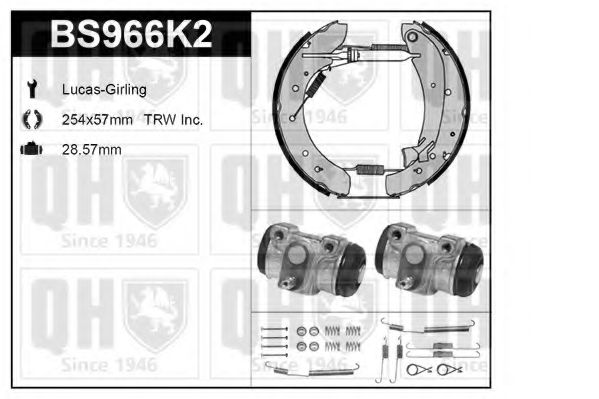 Комплект тормозов, барабанный тормозной механизм QUINTON HAZELL BS966K2