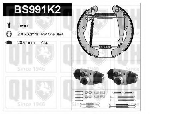 Комплект тормозов, барабанный тормозной механизм QUINTON HAZELL BS991K2