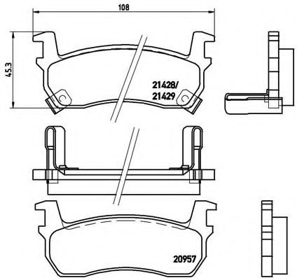 Комплект тормозных колодок, дисковый тормоз BREMBO P 56 057