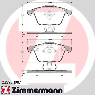Комплект тормозных колодок, дисковый тормоз ZIMMERMANN 23590.190.1