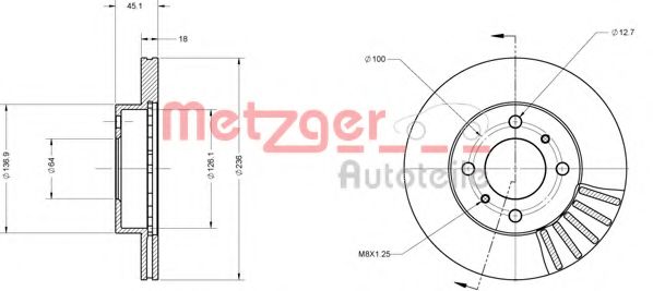 Тормозной диск METZGER 6110143