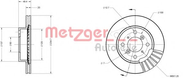 Тормозной диск METZGER 6110332