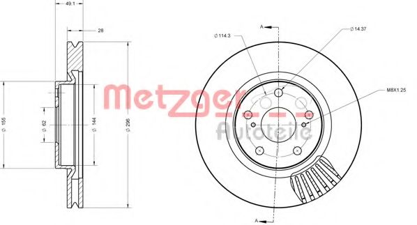 Тормозной диск METZGER 6110355