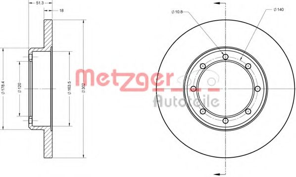 Тормозной диск METZGER 6110686