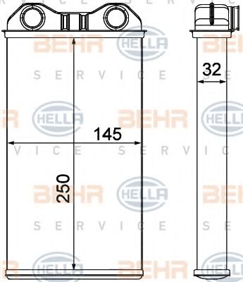 Теплообменник, отопление салона BEHR HELLA SERVICE 8FH 351 000-621