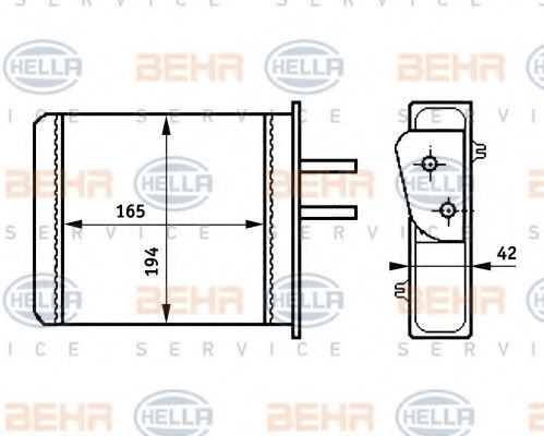 Теплообменник, отопление салона BEHR HELLA SERVICE 8FH 351 313-351