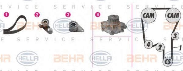 Водяной насос + комплект зубчатого ремня BEHR HELLA SERVICE 8MP 376 808-861