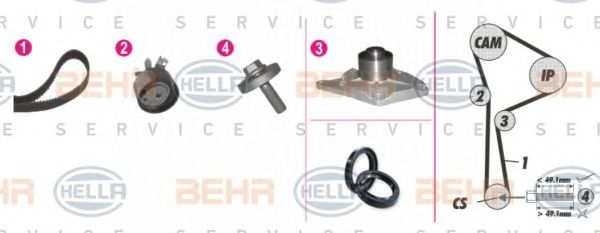 Водяной насос + комплект зубчатого ремня BEHR HELLA SERVICE 8MP 376 810-851