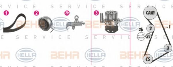 Водяной насос + комплект зубчатого ремня BEHR HELLA SERVICE 8MP 376 811-831