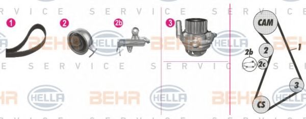 Водяной насос + комплект зубчатого ремня BEHR HELLA SERVICE 8MP 376 811-841