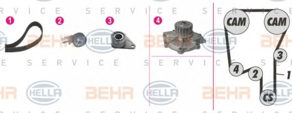 Водяной насос + комплект зубчатого ремня BEHR HELLA SERVICE 8MP 376 814-811