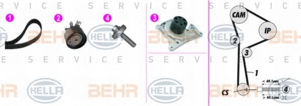 Водяной насос + комплект зубчатого ремня BEHR HELLA SERVICE 8MP 376 817-821
