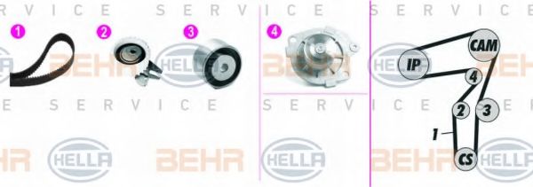 Водяной насос + комплект зубчатого ремня BEHR HELLA SERVICE 8MP 376 818-841