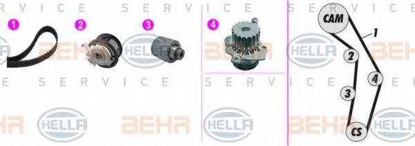 Водяной насос + комплект зубчатого ремня BEHR HELLA SERVICE 8MP 376 818-871